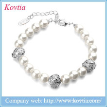 Free samples with free shipping wholesale 925 Sterling Silver Pearl Bracelet